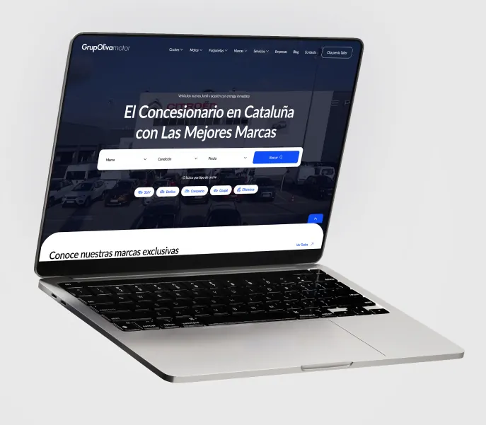 Grupo Oliva website on laptop